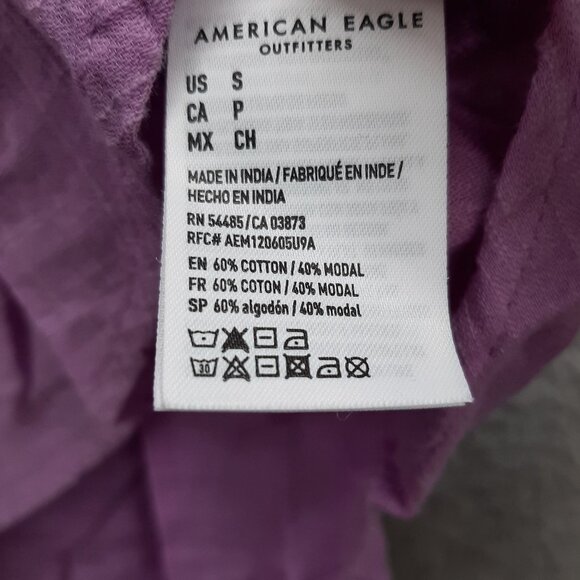 American Eagle Go Big Womens Purple Button-Up Shirt Sz S Lightweight Relaxed Fit - Picture 3 of 8